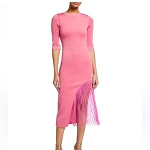NWT Alice + Olivia Pink Midi Dress | Fringe | Cocktail Gown | Wedding Guest